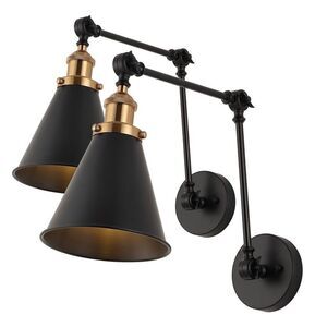 JONATHAN Y - (Set of 2) 7" LED Rover Adjustable Classic Glam Ar Black/Brass
